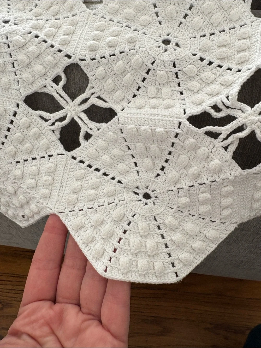 VTG handmade hand crocheted bedspread blanket 100% cotton 90x92 use or cutter